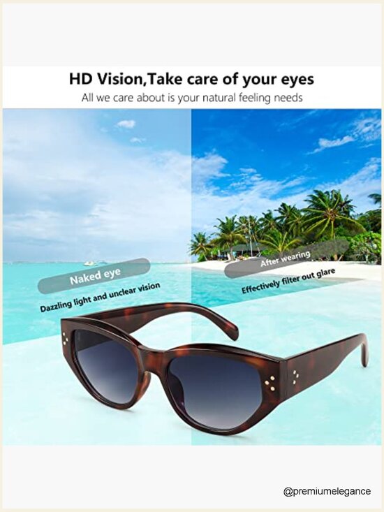 Retro Cat Eye Sunglasses UV400 Protection Vintage Trendy Thick Frame